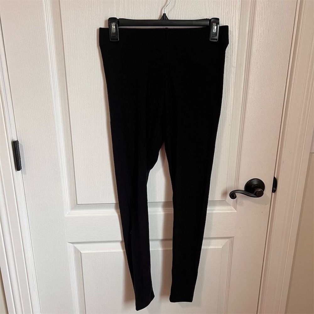 Old Navy Womens Ribbed Leggings Black Cotton Blend Stretch Pants Size Small NWOT - Picture 2 of 8
